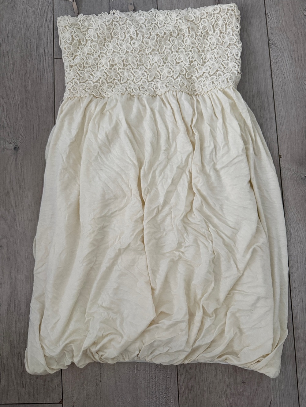 Papaya Cream Lace Bandeau Bubble Dress